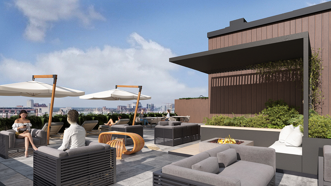 Public terrace on the roof of the Estrada Rental Condos project
