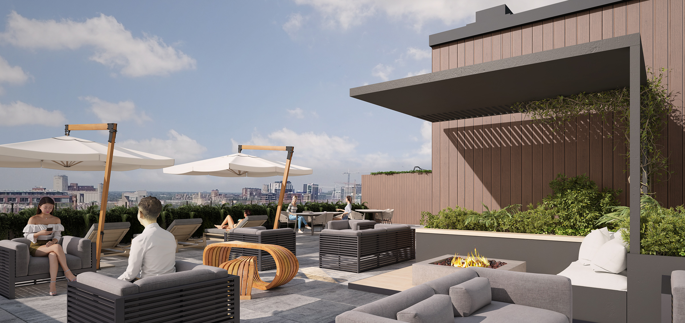 Terrasse pour tous les locataires du projet de condos Estrada